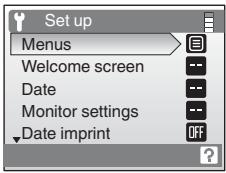 NIKON COOLPIX S560 - Displaying the Setup Menu - 5
