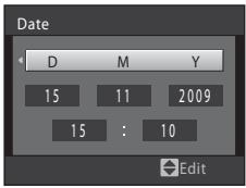 NIKON COOLPIX S570 - Choose the order in which the day, month and year are displayed and press the OK button or press - 1
