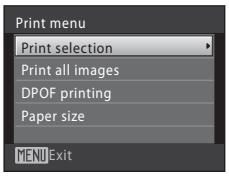 NIKON COOLPIX S570 - Choose Print selection, Print all images or DPOF printing and press the  button. - 1