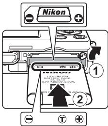 NIKON COOLPIX S570 - Inserting the Battery. - 1