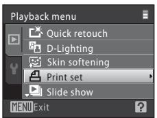 NIKON COOLPIX S570 - Use the multi selector to choose Print set and press the OK button. - 1