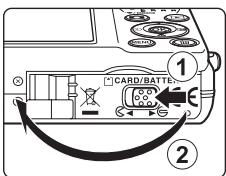 NIKON COOLPIX S570 - Open the battery-chamber/memory card slot cover. - 1