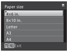 NIKON COOLPIX S570 - Choose the desired Paper size and press the OK button. - 1