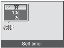 NIKON COOLPIX S600 - Use the rotary multi selector to choose 10 s or 2 s and press Ⓞ. - 1