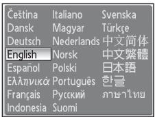 NIKON COOLPIX S600 - Use the rotary multi selector to choose the desired language and press Ⓞ. - 1