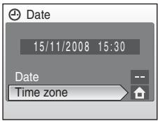 NIKON COOLPIX S610C - Use the rotary multi selector to choose Time zone and press the Ⓞ button. - 1