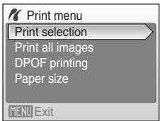 NIKON COOLPIX S610C - Choose Print selection, Print all images or DPOF printing and press the Ⓞ button. - 1