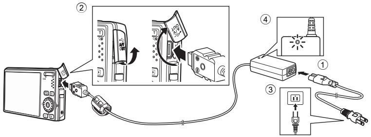 NIKON COOLPIX S610C - Charging the Battery Using the AC Adapter (COOLPIX S610c) - 1