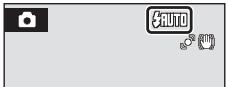 Camera menu interface with camera icon, auto button, and hand icon