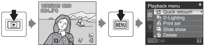 NIKON COOLPIX S630 - Displaying the Playback Menu - 1