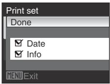 Print set Done Date Info MENU Exit
