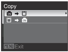 Copy IN → IN → IN MENU Exit
