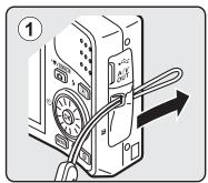 Diagram showing a device with labeled ports and a directional arrow indicating movement or operation.