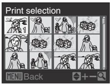 Print selection 1 MENU Back