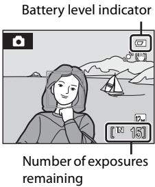 Battery level indicator Number of exposures remaining