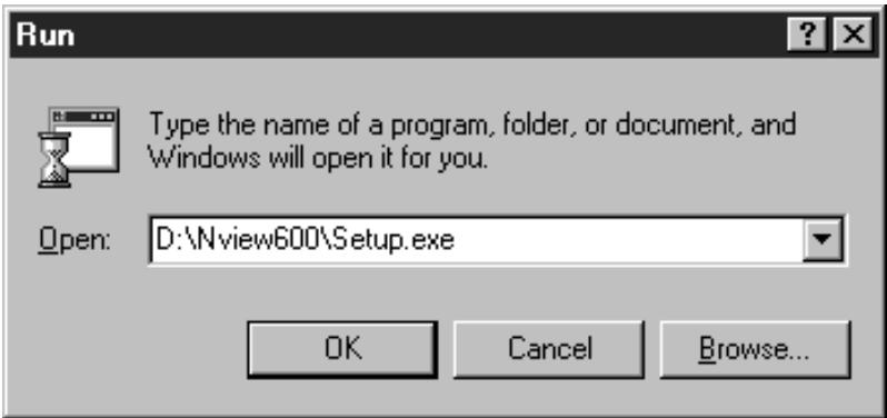 NIKON COOLPIX 600 - 4Type in "D:\Nview600\Setup.exe" and then click OK. - 1