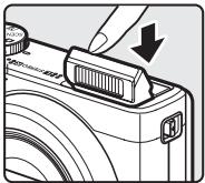 NIKON COOLPIX P300 - Raising and Lowering the Flash (⚡ Ⓔ (Flash Pop-up) Control) - 2