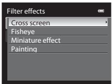 Filter effects Cross screen Fisheye Miniature effect Painting