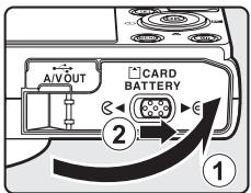 A/V OUT CARD BATTERY ② ①