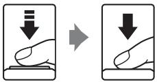 Diagram showing two hand gestures with downward arrows, indicating a change or comparison between the two states.