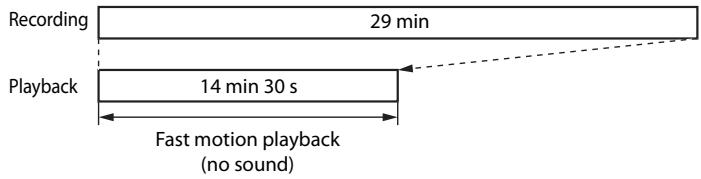 Recording 29 min Playback 14 min 30 s Fast motion playback (no sound)