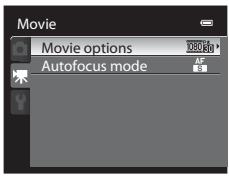 Movie Movie options 0:0:0 Autofocus mode AF 8