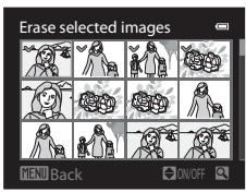 Erase selected images MENU Back ON/OFF