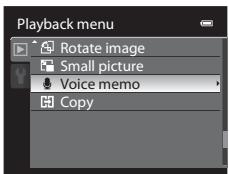 Playback menu Rotate image Small picture Voice memo Copy