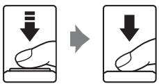 Diagram showing two hand gestures with downward arrows indicating movement or change, likely illustrating a manual or instructional process.