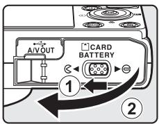 A/V/OUT CARD BATTERY ① ②