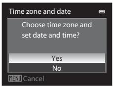 Time zone and date Choose time zone and set date and time? Yes No MENU Cancel