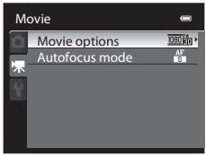 Movie Movie options 0.00 Autofocus mode AF 8