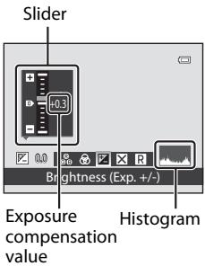 Slider Brightness (Exp. +/-) Exposure compensation value Histogram