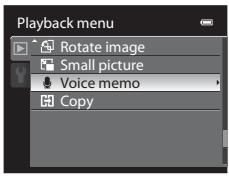 Playback menu Rotate image Small picture Voice memo Copy