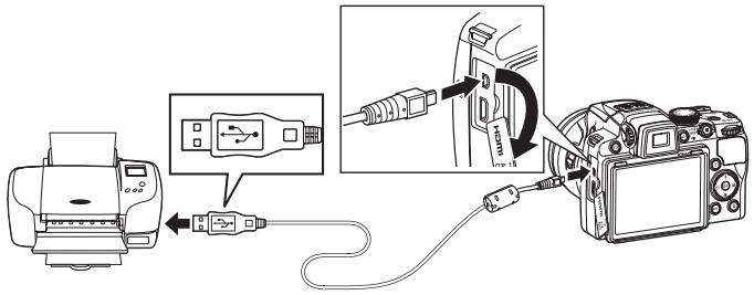 NIKON COOLPIX P500 - Connect the camera to the printer using the supplied USB cable. - 1