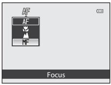 NIKON COOLPIX P500 - Press (focus mode) on the multi selector to display the setup menu for focus mode. - 2