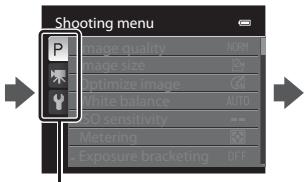 NIKON COOLPIX P500 - Switching Between Tabs in the Menu Screen - 2