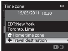 NIKON COOLPIX P500 - Press or to choose the travel destination (Time zone). - 2