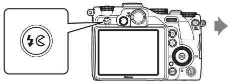NIKON COOLPIX P7000 - Press the  (flash pop-up) button. - 1