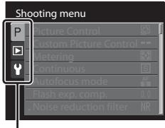 NIKON COOLPIX P7000 - Switching Between Tabs in the Menu Screen - 3
