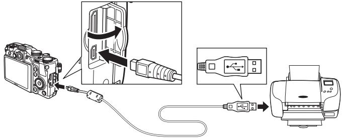 NIKON COOLPIX P7000 - Connect the camera to the printer using the supplied USB cable. - 1