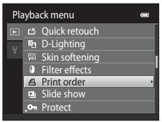 NIKON COOLPIX S3100 - Use the multi selector to choose Print order and press the 回 button. - 1