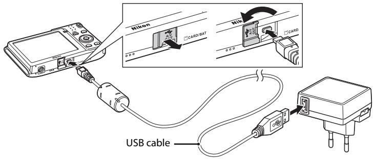 NIKON COOLPIX S3100 - Use the supplied USB cable to connect the Charging AC Adapter to the camera. - 1