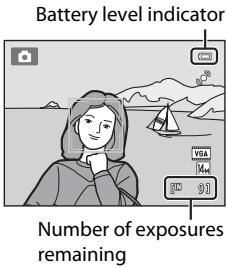 NIKON COOLPIX S3100 - Check the battery level indicator and the number of exposures remaining. - 1
