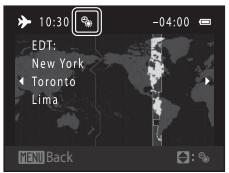 NIKON COOLPIX S3100 - Press or to choose the travel destination time zone. - 1