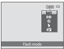 NIKON COOLPIX S3100 - Press the multi selector  or  to choose the desired flash mode and press the OK button. - 1
