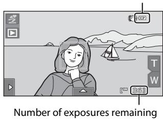 NIKON COOLPIX S80 - Check the battery level and the number of exposures remaining. - 1