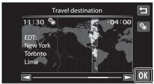 NIKON COOLPIX S80 - Tap or to choose the travel destination time zone and tap OK. - 1