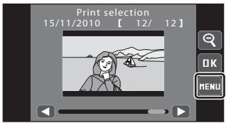 NIKON COOLPIX S80 - When the print selection screen is displayed, tap FENU. - 1