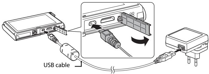 NIKON COOLPIX S80 - Use the supplied USB cable to connect the Charging AC Adapter to the camera. - 1